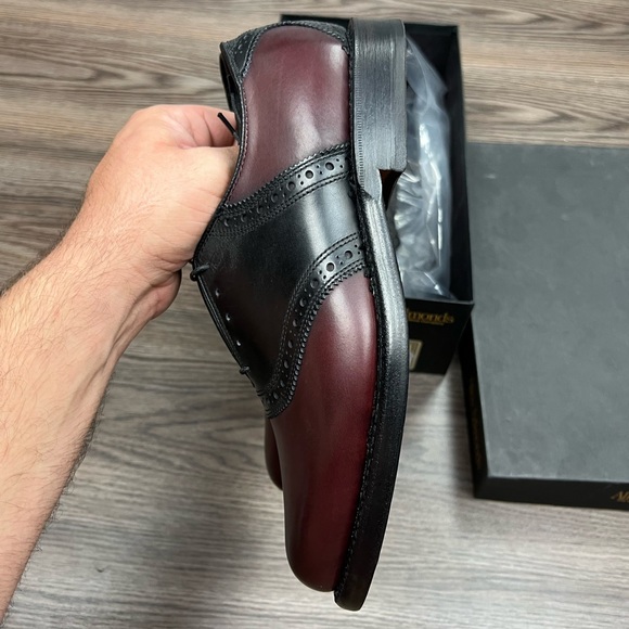 NEW Allen Edmonds Shelton Burgundy & Black Saddle Oxfords 7.5 D main image 5